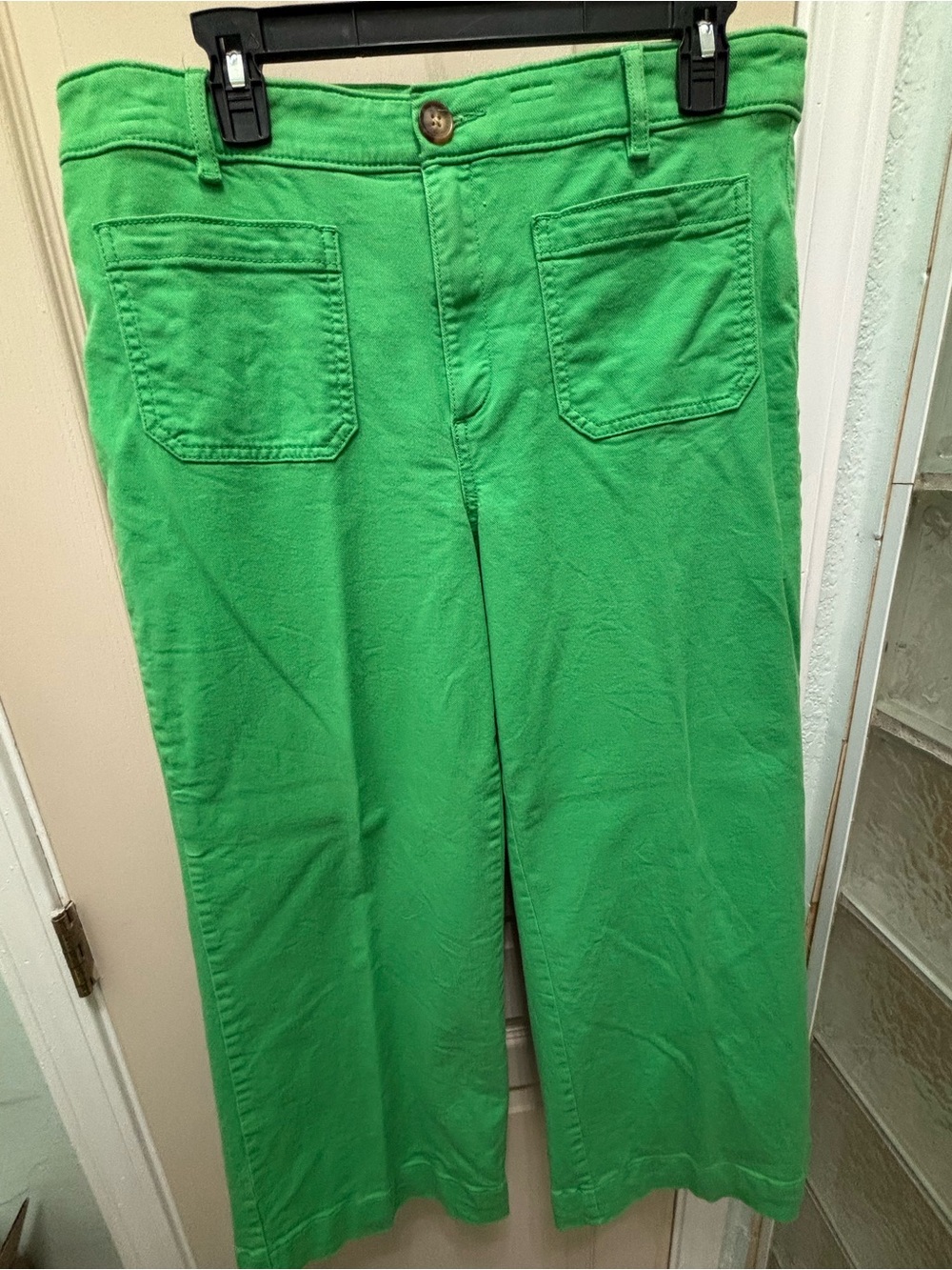 Loft Kelly Green Wide-Leg Palmer Cotton Pants Size 12P